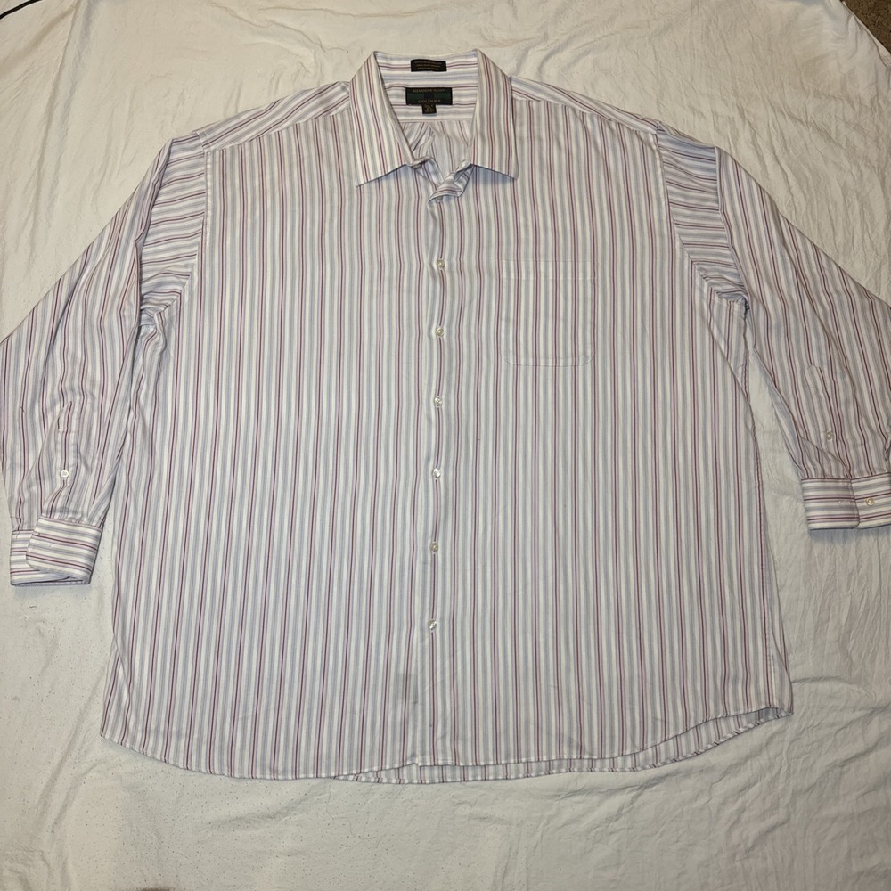 Vintage Alexander Julian Colours 3XLT Multi Stripe Button-up Mens Shirt 90s